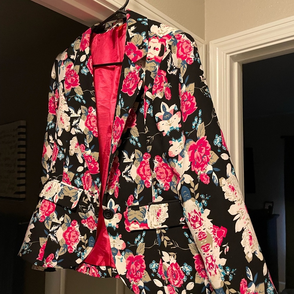 Floral print blazer